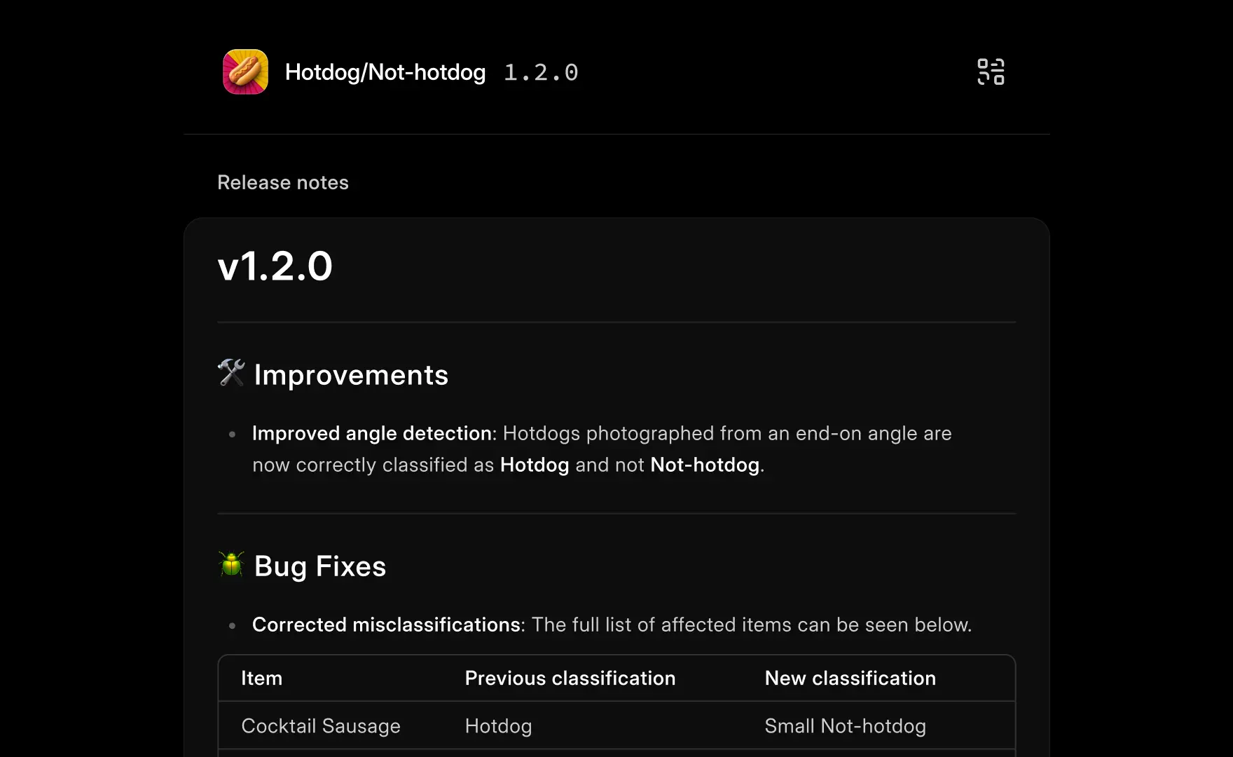 Markdown release notes